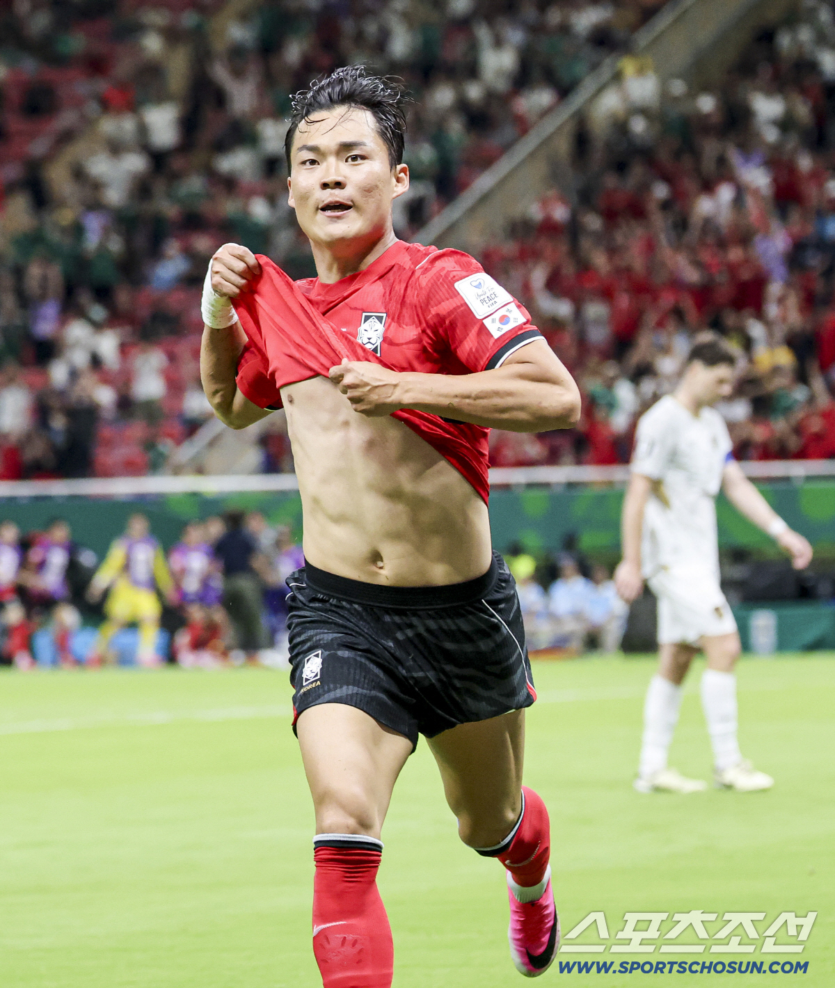 12일(한국시각) 멕시코 과달라하라 사포판의 에스타디오 과달라하라에서 열린 2026 북중미월드컵 대한민국과 체코의 경기. 결승골을 넣은 오현규가 환호하고 있다. 사포판(멕시코)=허상욱 기자 wook@sportschosun.com/2026.06.12/