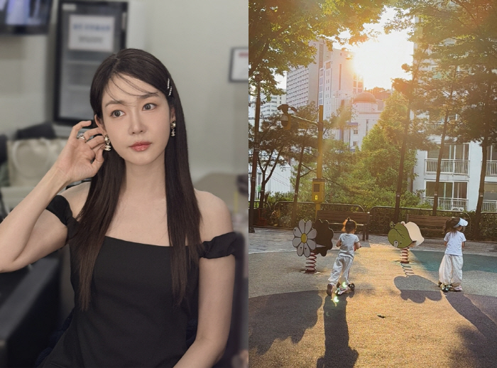 성유리 쌍둥이 딸, 벌써 킥보드 타는 4살...母 닮아 뒷모습도 '모델 비율'
