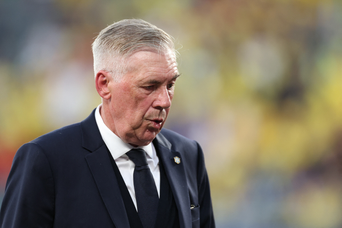 EAST RUTHERFORD, NEW JERSEY - JUNE 13: Carlo Ancelotti, Head Coach of Brazil, reacts after the 1-1 draw during the FIFA World Cup 2026 Group C match between Brazil and Morocco at New York New Jersey Stadium on June 13, 2026 in East Rutherford, New Jersey. Dan Mullan/Getty Images/AFP (Photo by Dan Mullan / GETTY IMAGES NORTH AMERICA / Getty Images via AFP)