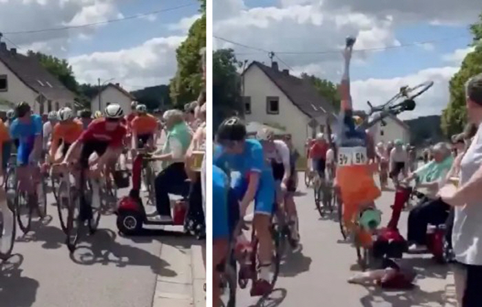 'The athletes were devastated'... Elderly spectator rushes onto cycling course, causing a chain crash