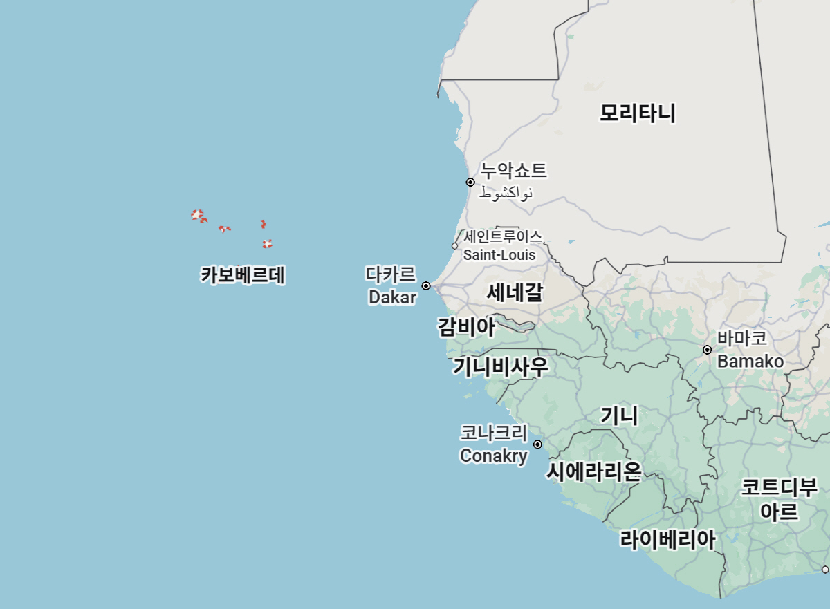 카보베르데의 위치 캡처=구글 지도