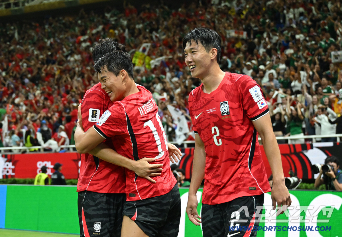 12일(한국시각) 멕시코 과달라하라 사포판의 에스타디오 과달라하라에서 열린 2026 북중미월드컵 대한민국과 체코의 경기. 결승골을 넣은 오현규가 환호하고 있다. 사포판(멕시코)=허상욱 기자 wook@sportschosun.com/2026.06.12/