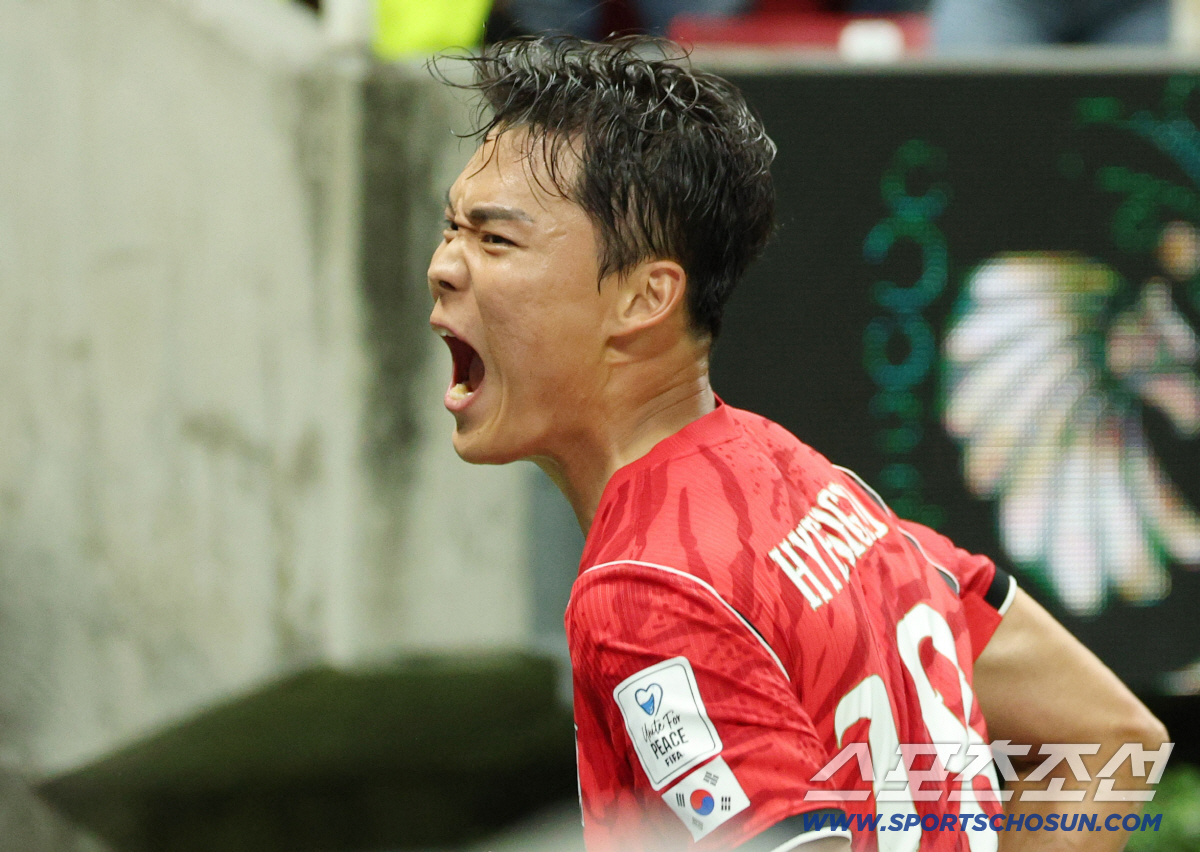 12일(한국시각) 멕시코 과달라하라 사포판의 에스타디오 과달라하라에서 열린 2026 북중미월드컵 대한민국과 체코의 경기. 오현규가 역전골을 넣은 후 환호하고 있다. 사포판(멕시코)=허상욱 기자 wook@sportschosun.com/2026.06.12/