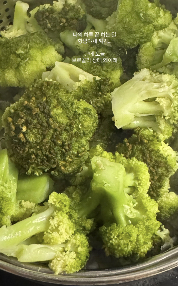Lee Sol-yi, who has battled cancer, steams her "cancer-fighting diet" every night... Broccoli, natto and pumpkin all make an appearance