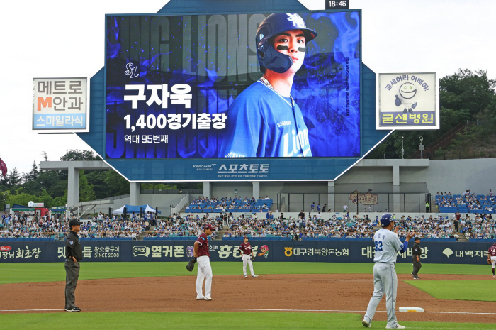 '사자 군단의 심장' 삼성 구자욱, 통산 1400경기 출장 금자탑…KBO 역대 95번째 大기록 [대구 현장]