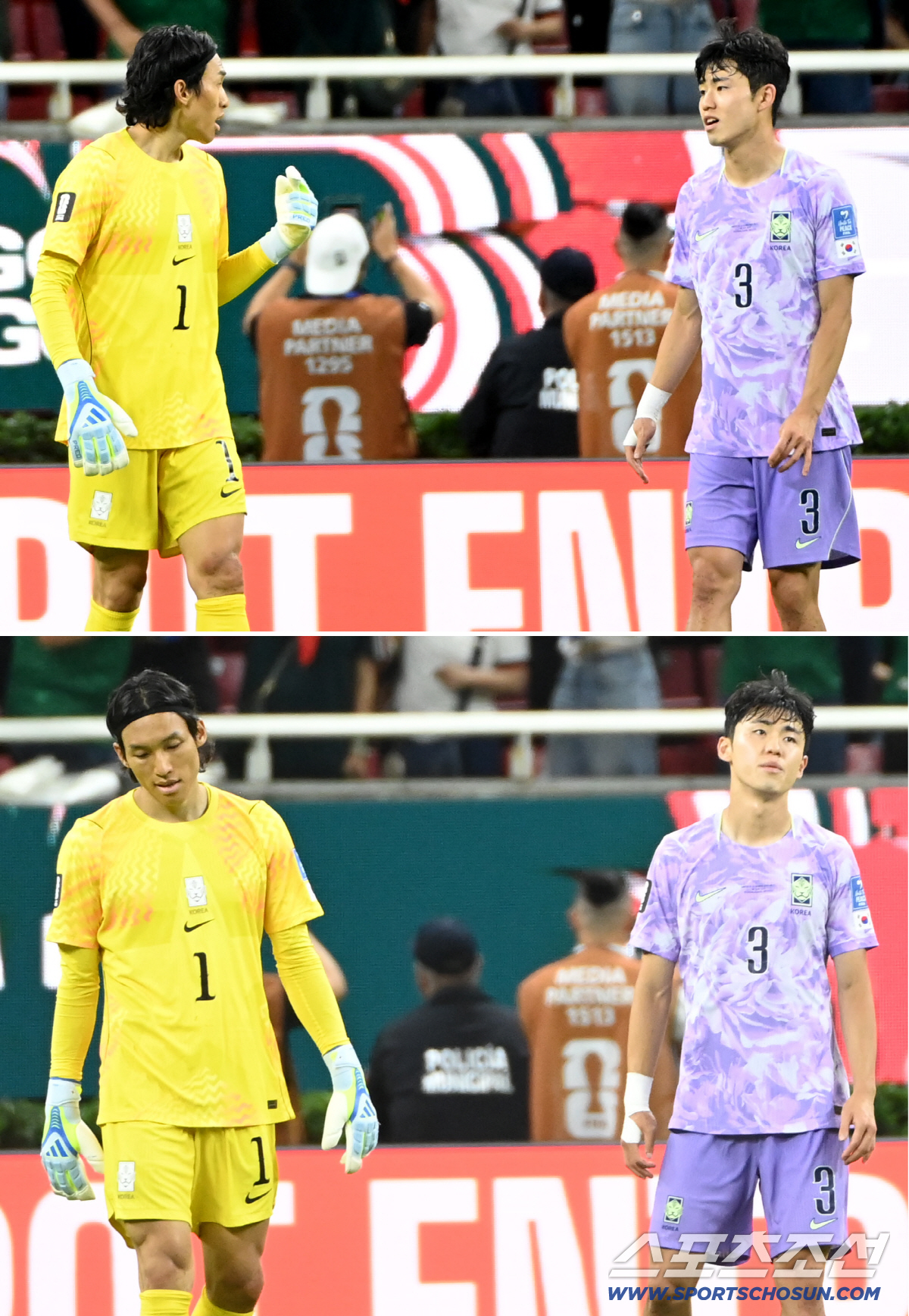 서로를 바라보는 김승규와 이기혁, 허탈한 마음을 감추지 못하고