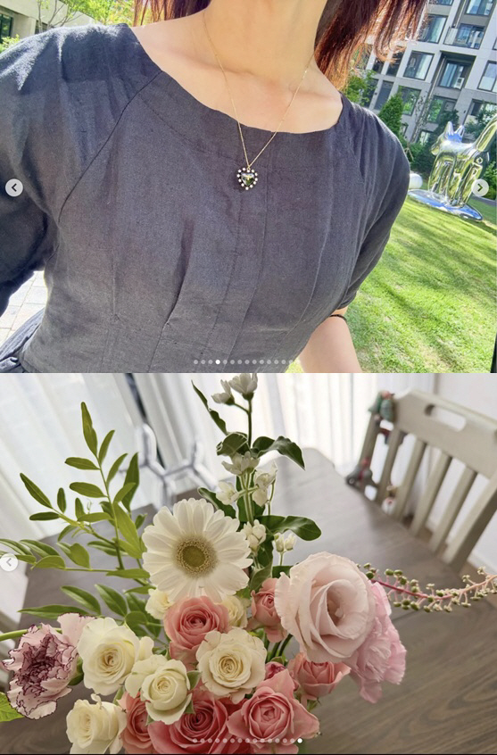 Kang Sung-yeon, remarried, draws attention with heart necklace — a gift from her doctor husband?