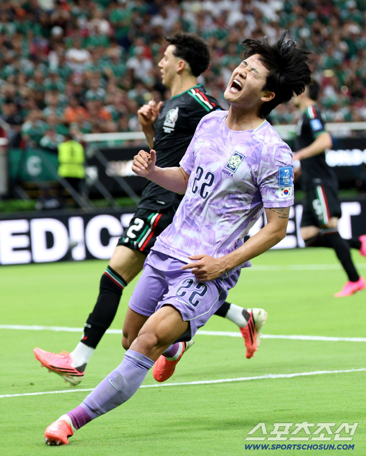 19일(한국시각) 멕시코 과달라하라 사포판의 에스타디오 과달라하라에서 열린 2026 북중미월드컵 대한민국과 멕시코의 경기. 골 찬스 놓친 설영우. 사포판(멕시코)=허상욱 기자 wook@sportschosun.com/2026.06.19/
