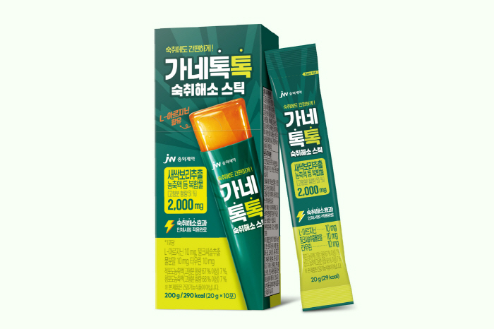 JW중외제약, 술자리 전 ‘톡’ 짜 먹는 숙취 해소 젤리 스틱 ‘가네톡톡’ 출시