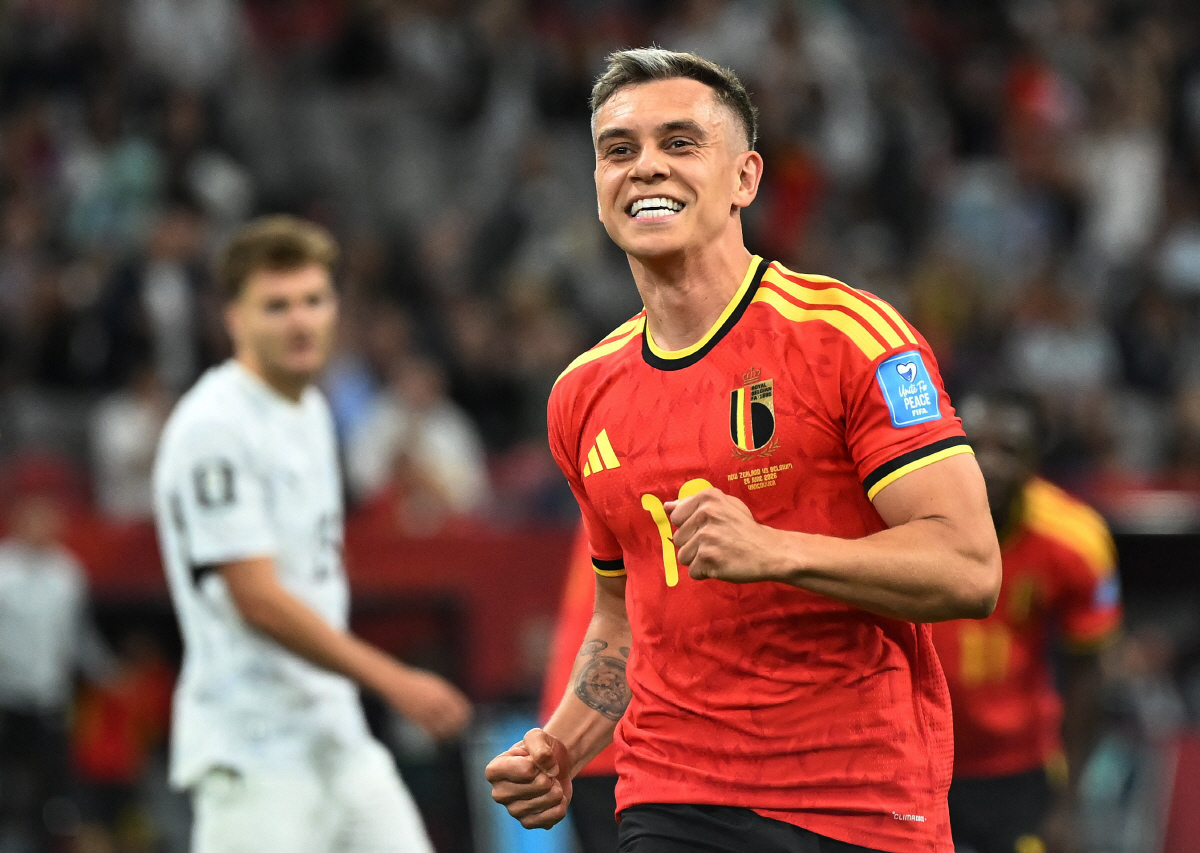 Soccer Football - FIFA World Cup 2026 - Group G - New Zealand v Belgium - BC Place, Vancouver, Canada - June 26, 2026 Belgium's Leandro Trossard celebrates scoring their second goal IMAGN IMAGES via Reuters/Anne-Marie Sorvin