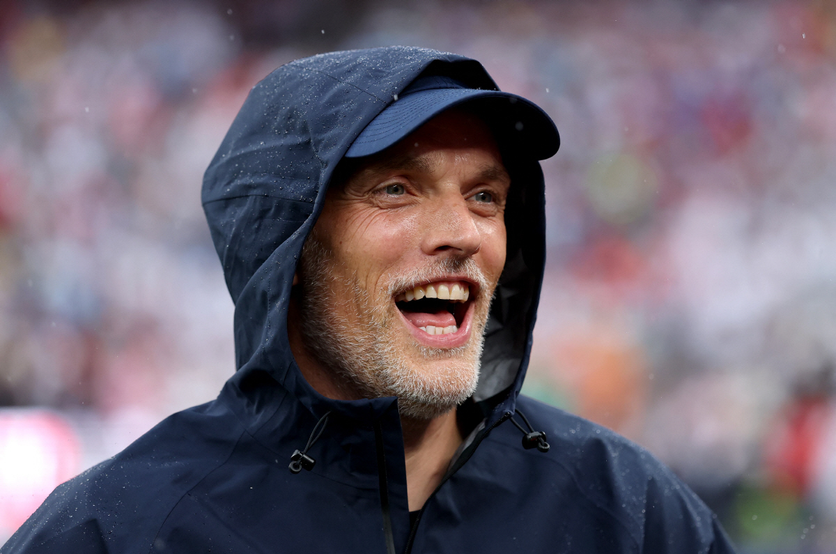 EAST RUTHERFORD, NEW JERSEY - JUNE 27: Thomas Tuchel, Manager of England, looks on before the FIFA World Cup 2026 Group L match between Panama and England at New York New Jersey Stadium on June 27, 2026 in East Rutherford, New Jersey. Justin Setterfield/Getty Images/AFP (Photo by Justin Setterfield / GETTY IMAGES NORTH AMERICA / Getty Images via AFP)