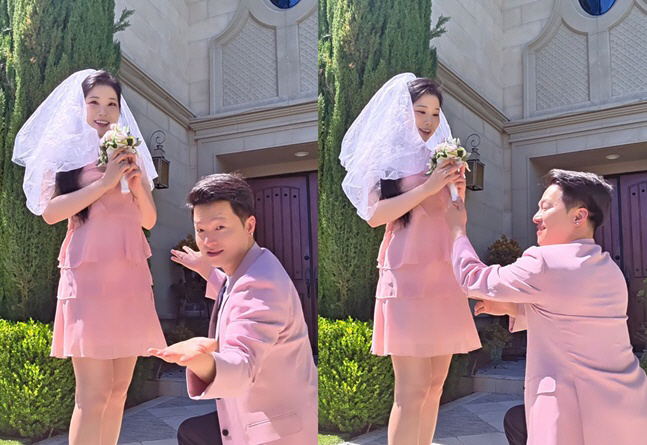 Ryang Ha of Ryang Hyun Ryang Ha says he is practicing a proposal to Kim Hee, two months after going public with their relationship... He even got down on one knee