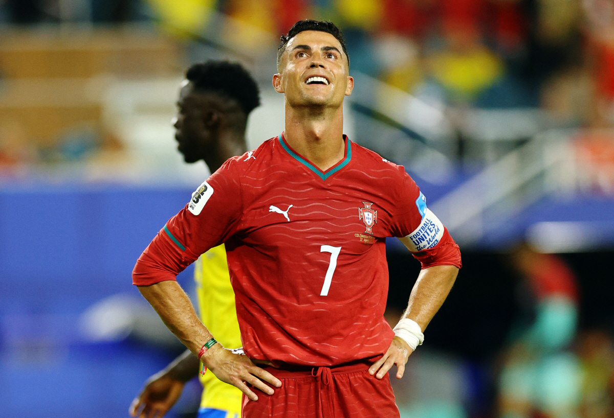 Soccer Football - FIFA World Cup 2026 - Group K - Colombia v Portugal - Miami Stadium, Miami Gardens, Florida, U.S. - June 27, 2026 Portugal's Cristiano Ronaldo reacts IMAGN IMAGES via Reuters/Nathan Ray Seebeck