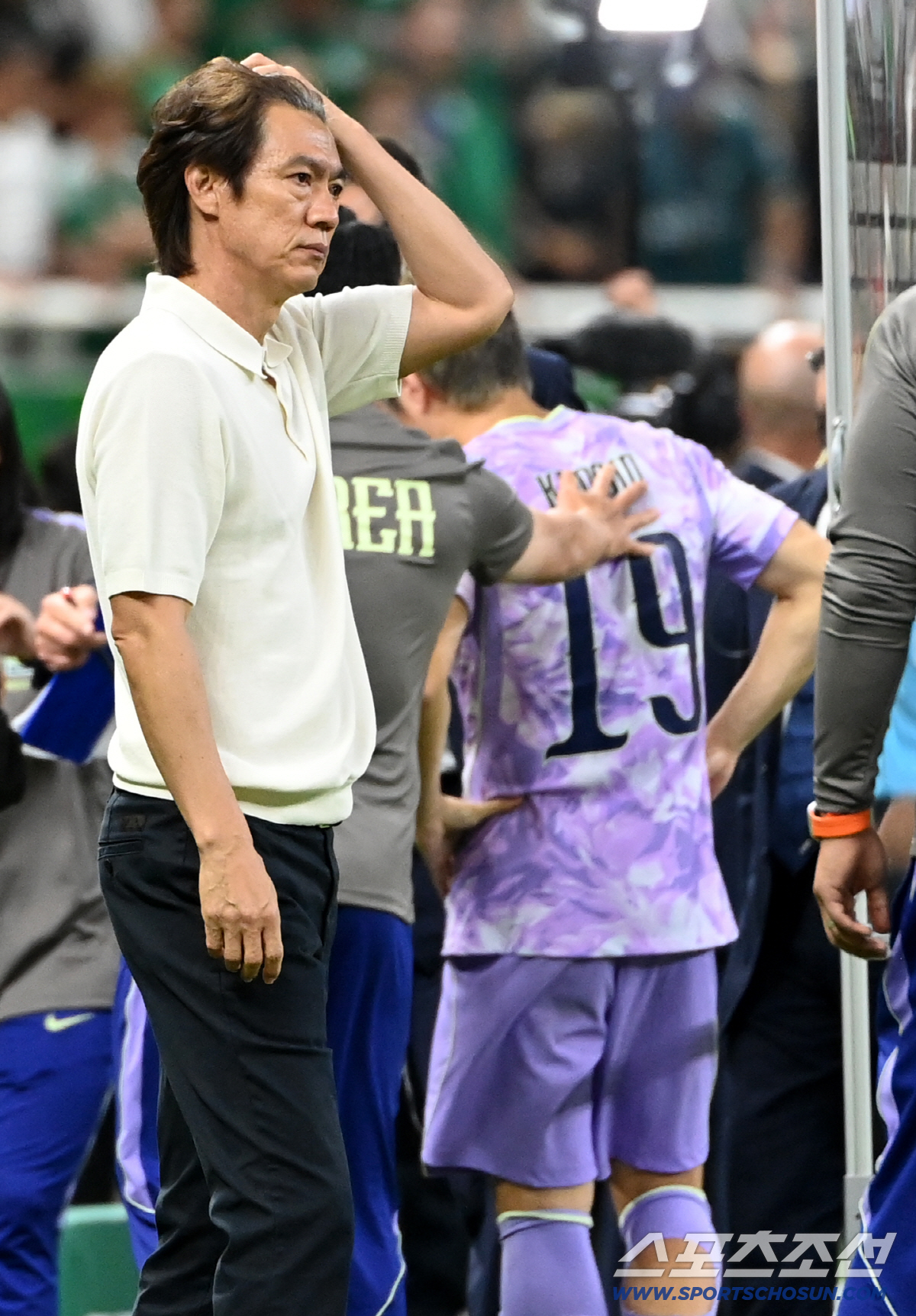 19일(한국시각) 멕시코 과달라하라 사포판의 에스타디오 과달라하라에서 열린 2026 북중미월드컵 대한민국과 멕시코의 경기. 대한민국이 0대1로 패했다. 아쉬운 표정의 홍명보 감독의 모습. 사포판(멕시코)=허상욱 기자 wook@sportschosun.com/2026.06.19/