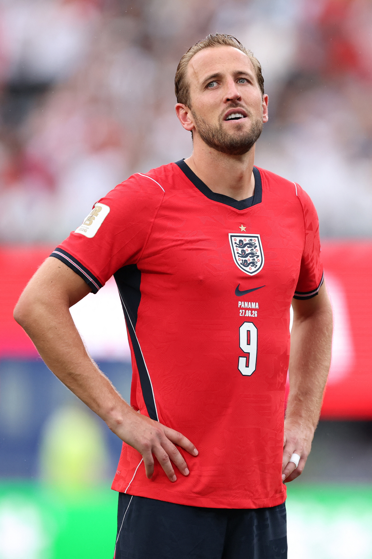 EAST RUTHERFORD, NEW JERSEY - JUNE 27: Harry Kane #9 of England during the FIFA World Cup 2026 Group L match between Panama and England at New York New Jersey Stadium on June 27, 2026 in East Rutherford, New Jersey. Justin Setterfield/Getty Images/AFP (Photo by Justin Setterfield / GETTY IMAGES NORTH AMERICA / Getty Images via AFP)