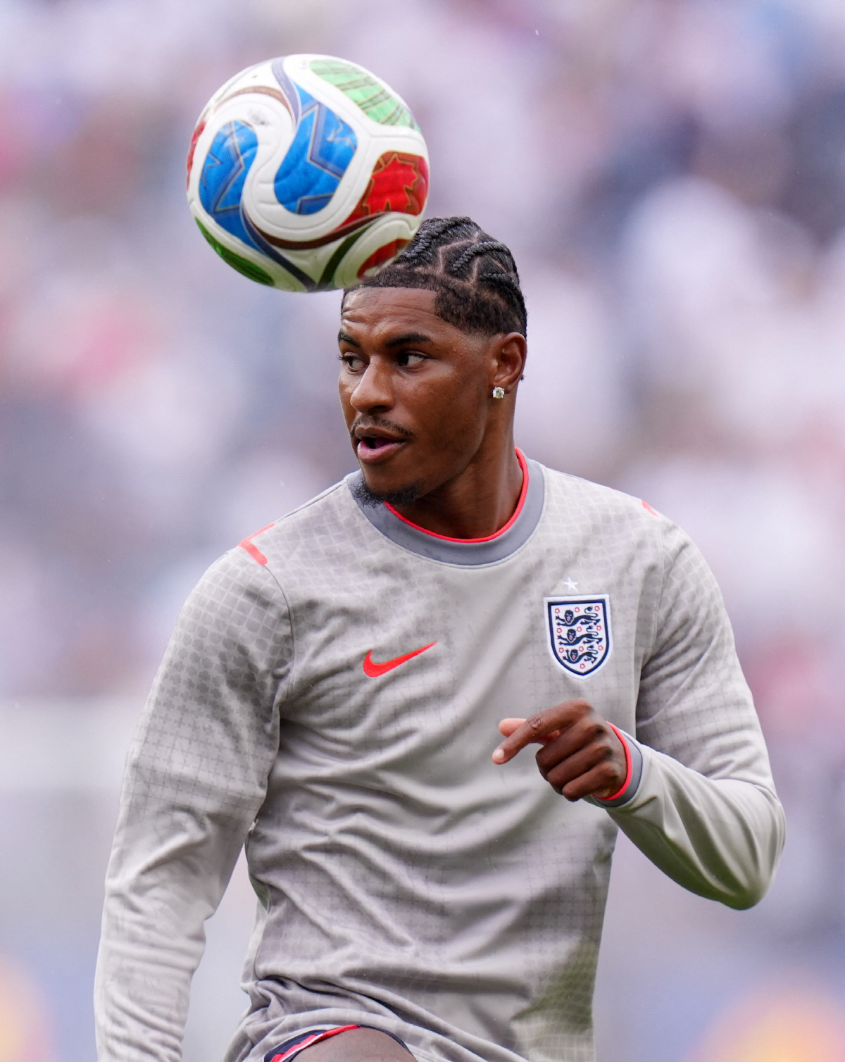 Soccer Football - FIFA World Cup 2026 - Group L - England v Ghana - Boston Stadium, Foxborough, Massachusetts, U.S. - June 23, 2026 England's Marcus Rashford during the warm up before the match IMAGN IMAGES via Reuters/David Butler Ii