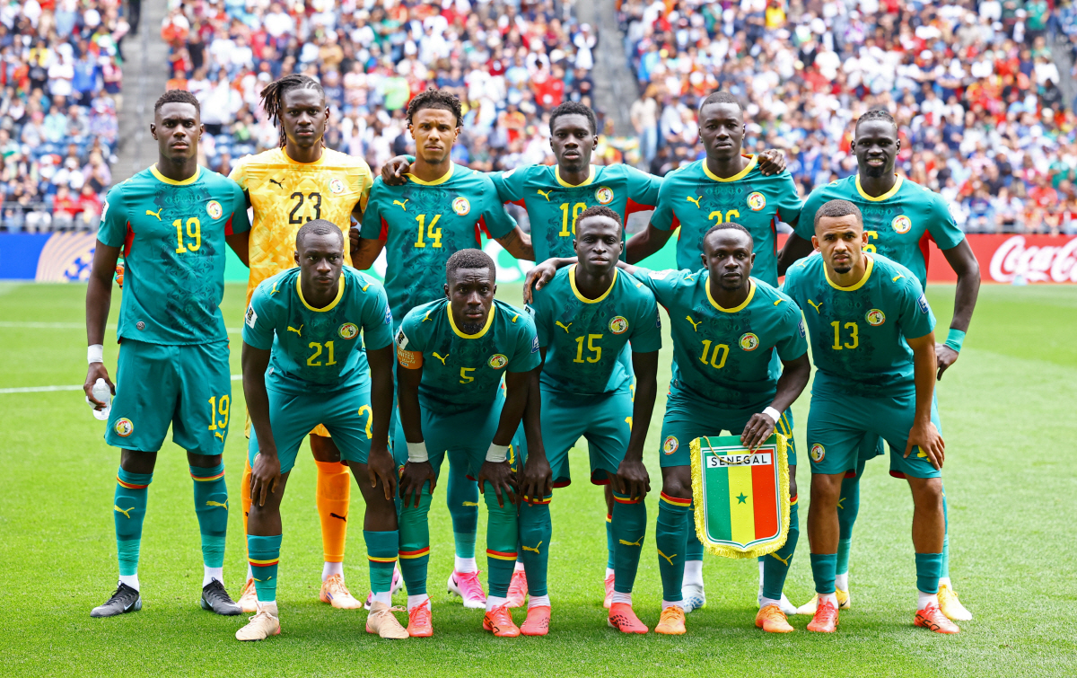 Soccer Football - FIFA World Cup 2026 - Round of 32 - Belgium v Senegal - Seattle Stadium, Seattle, Washington, U.S. - July 1, 2026 Senegal players pose for a team group photo before the match REUTERS/Albert Gea