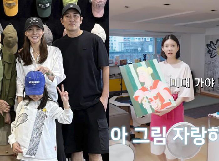 Cha Ye-ryun and Joo Sang-wook's 8-year-old daughter already shows art-school-level talent... 'She keeps improving'