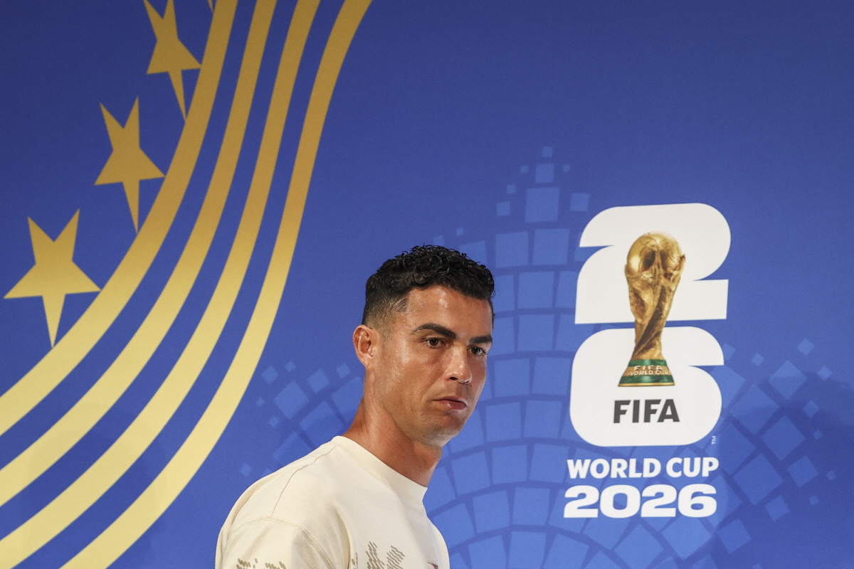 epa13089509 Portugal's national soccer player Cristiano Ronaldo attends a press conference at Dallas Stadium for the FIFA World Cup 2026, Dallas, Texas, USA, 05 July 2026. EPA/MIGUEL A. LOPES