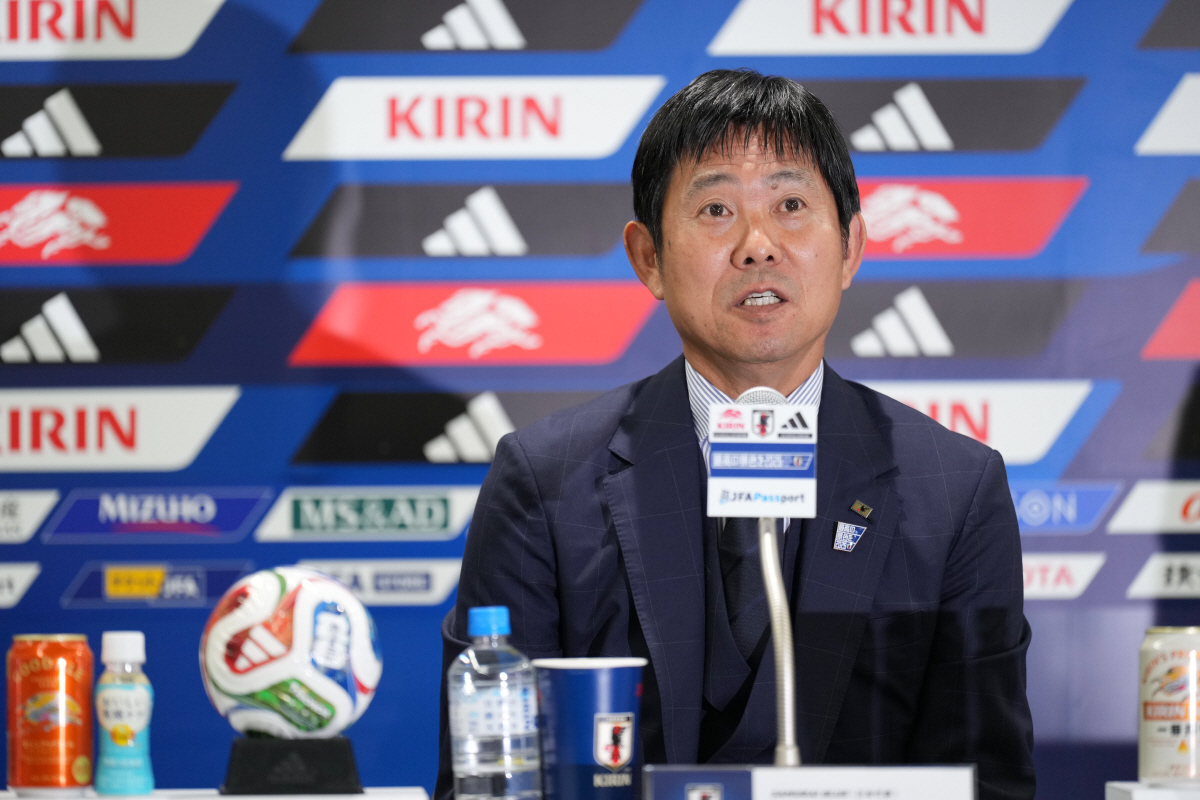 Japan's soccer head coach Hajime Moriyasu speaks during a news conference in Tokyo, Thursday, July 2, 2026. (AP Photo/Hiro Komae)