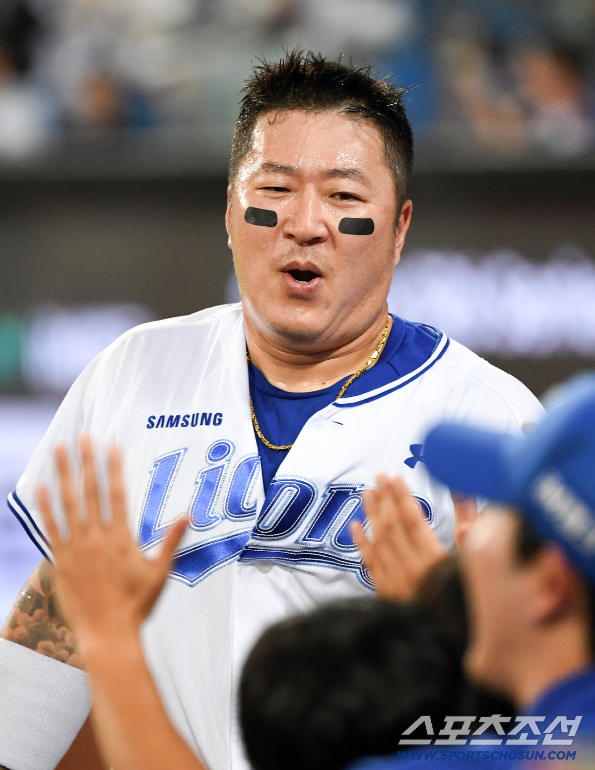 7일 대구 라이온즈파크에서 열린 삼성과 LG의 경기. 5회말 2사 2,3루 삼성 류지혁 내야 안타 때 득점한 최형우. 대구=박재만 기자 pjm@sportschosun.com/2026.07.07/