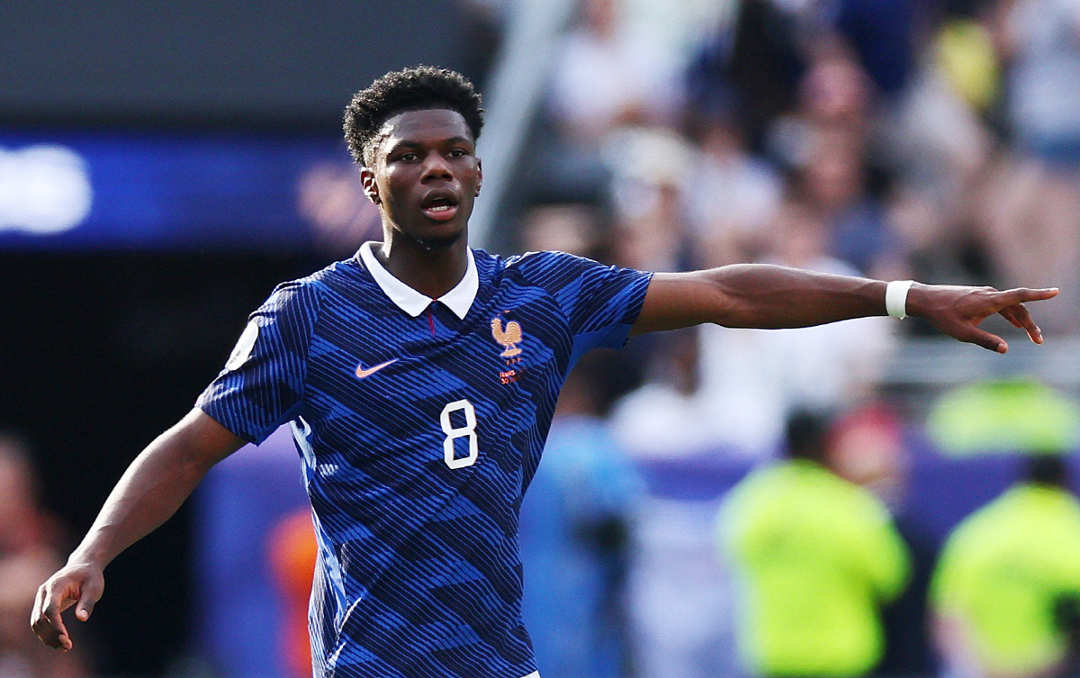 Soccer Football - FIFA World Cup 2026 - Round of 32 - France v Sweden - New York New Jersey Stadium, East Rutherford, New Jersey, U.S. - June 30, 2026 France's Aurelien Tchouameni reacts IMAGN IMAGES via Reuters/Vincent Carchietta