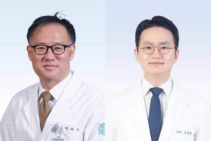 Professors Bae Hee-jun (left) and Kim Jun-yeop