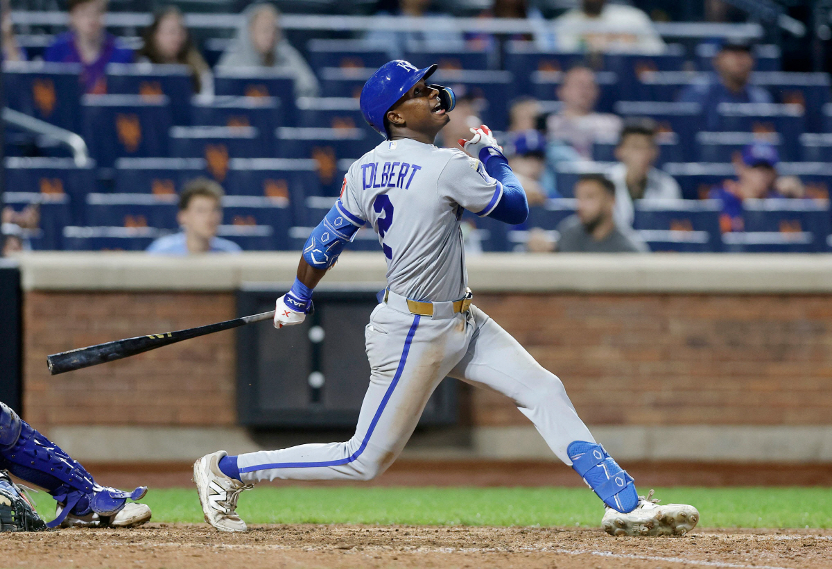 NEW YORK, NEW YORK - JULY 07: Tyler Tolbert #2 of the Kansas City Royals flies out in the ninth inning against the New York Mets at Citi Field on July 07, 2026 in New York City. Jim McIsaac/Getty Images/AFP (Photo by Jim McIsaac / GETTY IMAGES NORTH AMERICA / Getty Images via AFP)