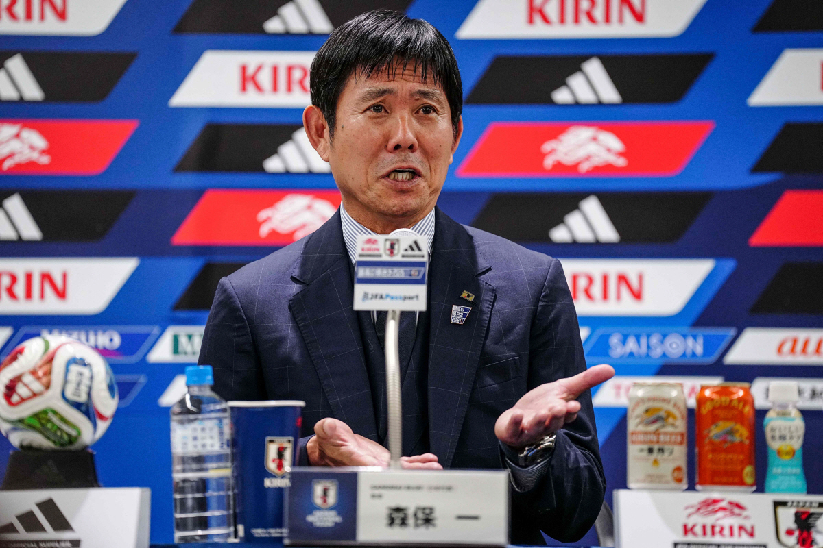 Japan's head coach Hajime Moriyasu attends a press conference in Tokyo on July 2, 2026. (Photo by Yuichi YAMAZAKI / AFP)