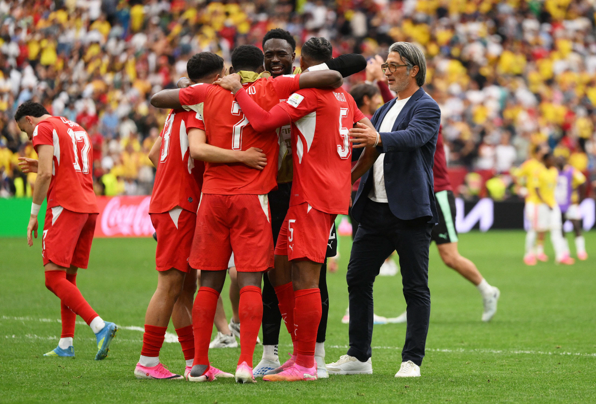VANCOUVER, CANADA - JULY 07: Switzerland players celebrate