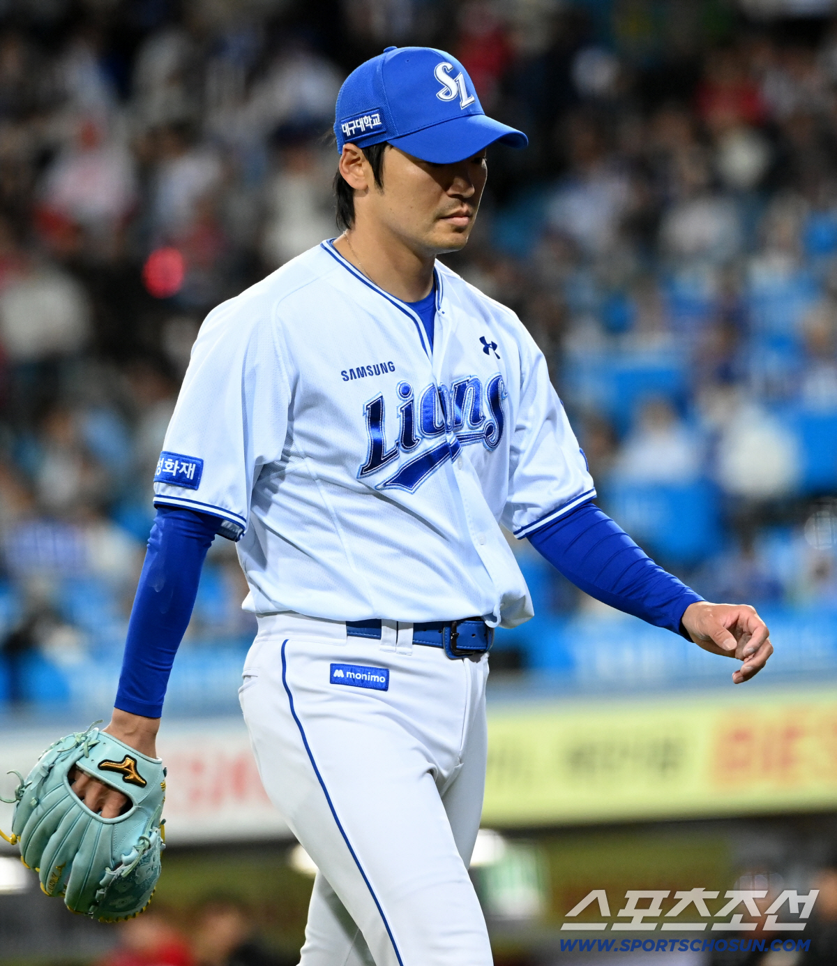 23일 대구삼성라이온즈파크에서 열린 SSG와 삼성의 경기. 8회초 1사 1루 백정현이 안상현을 병살로 처리하며 이닝을 끝마치고 있다. 대구=허상욱 기자 wook@sportschosun.com/2026.04.23/