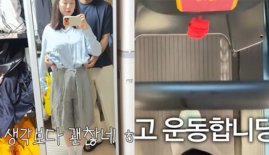 김진경, 출산 한달 만에 '남편 옷' 입고 몸매 관리…김승규는 딸 안고 '육아 열공'