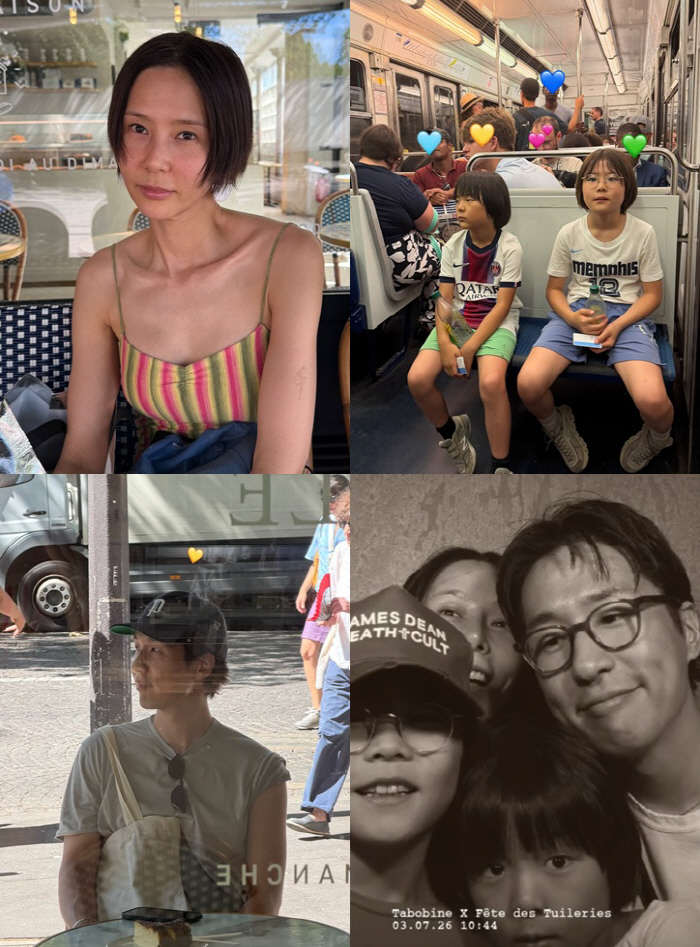 김나영♥마이큐, 폭염 덮친 파리서 가족여행.."공원이 제일 시원해"