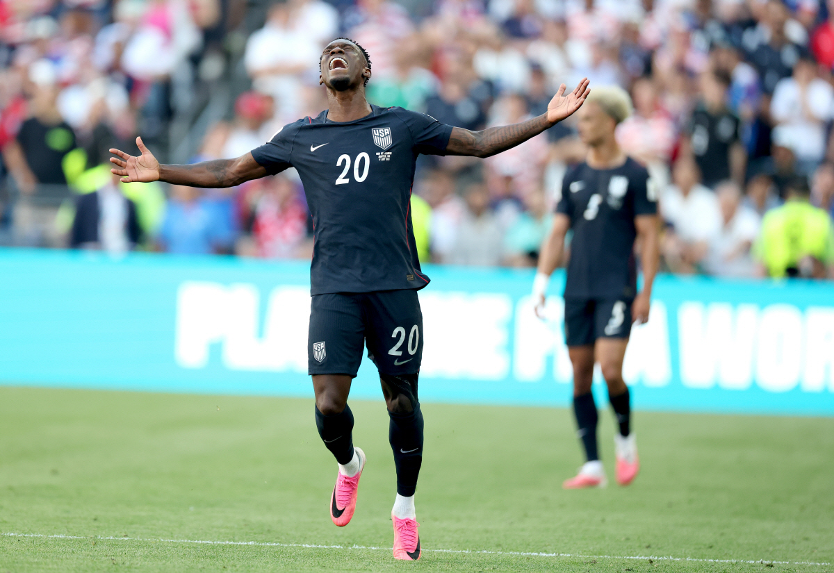 epa13093469 Folarin Balogun of USA reacts during the FIFA World Cup 2026 Round of 16 match USA against Belgium, in Seattle, USA, 06 July 2026. EPA/CHRISTOPHER TORRES