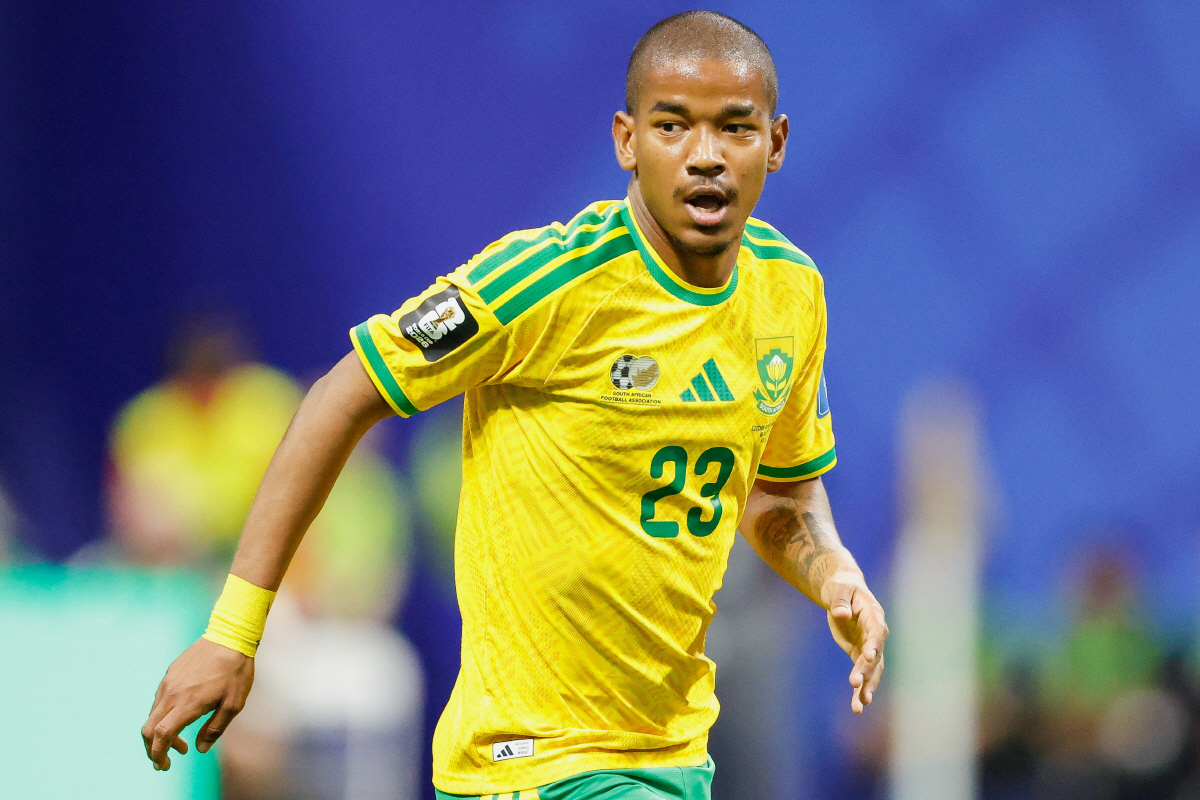 FILE - South Africa's Jayden Adams during the World Cup Group A soccer match between Czechia and South Africa in Atlanta, Thursday, June 18, 2026. (AP Photo/Stew Milne, File) FILE PHOTO