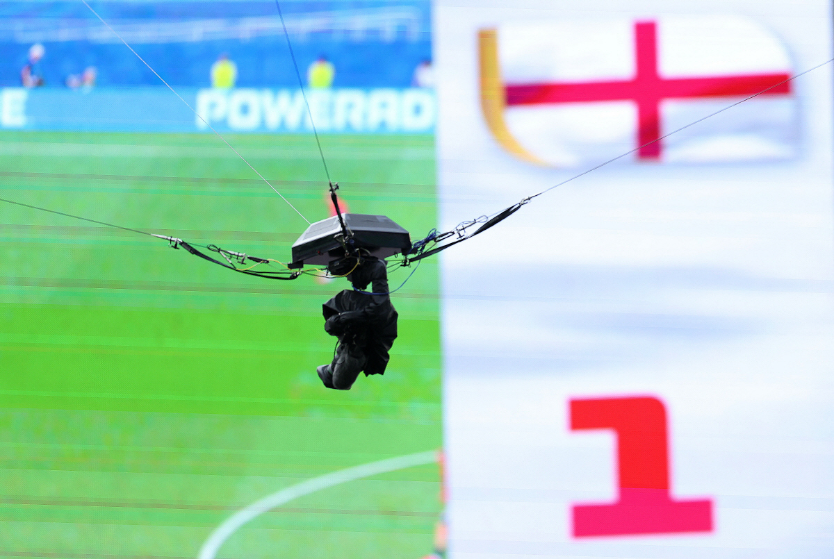 Soccer Football - FIFA World Cup 2026 - Quarter Final - Norway v England - Miami Stadium, Miami Gardens, Florida, U.S. - July 11, 2026 General view of the Spidercam inside the stadium during the match REUTERS/Paul Childs