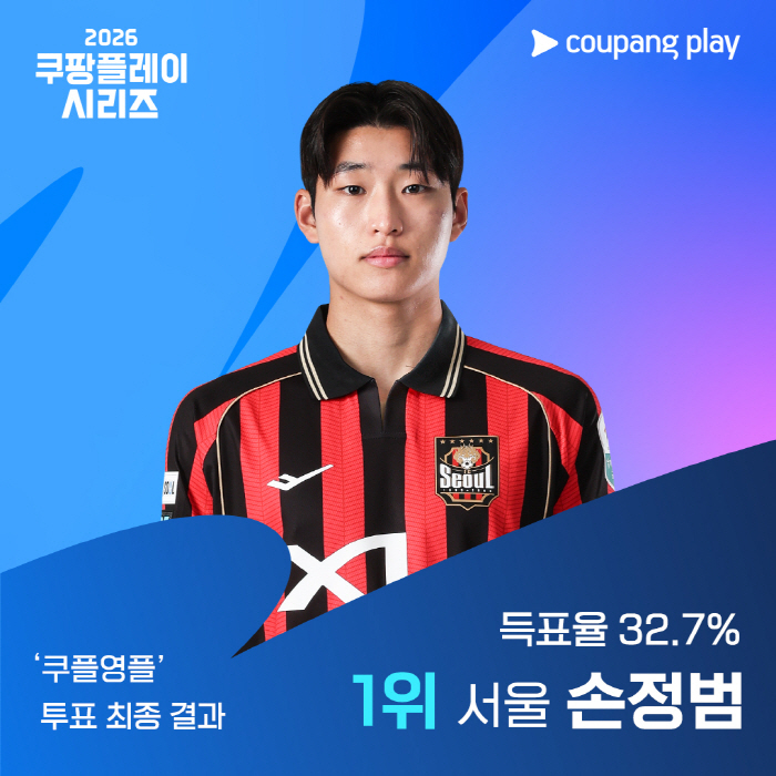 [오피셜]2024년 양민혁→2026년 FC서울 미래 손정범, 맨시티와 맞설 최고 유망주 '쿠플영플' 선정…팬 투표 1위, 팀 K리그 발탁