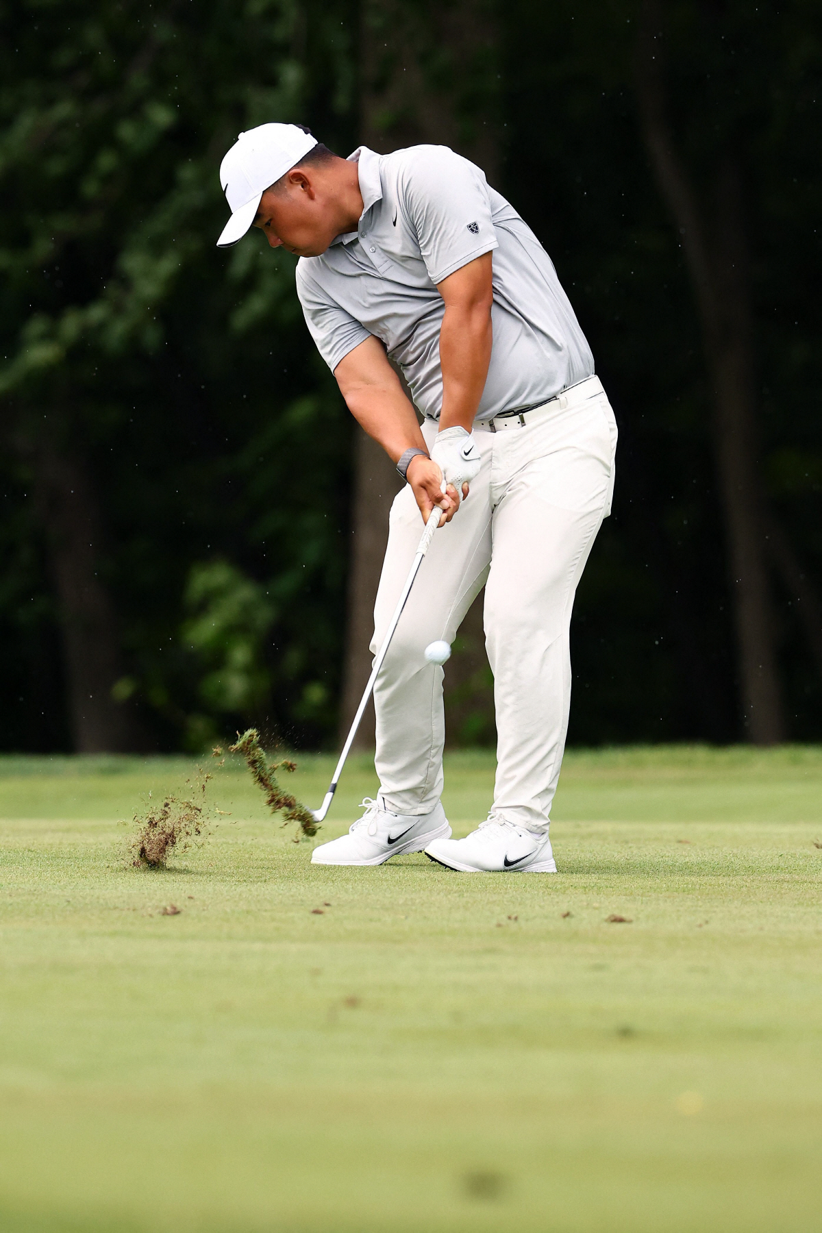 SILVIS, ILLINOIS - JULY 03: Tom Kim of South Korea plays a shot on the sixth hole during the second round of the John Deere Classic 2026 at TPC Deere Run on July 03, 2026 in Silvis, Illinois. Tyler Clouse/Getty Images/AFP (Photo by Tyler Clouse / GETTY IMAGES NORTH AMERICA / Getty Images via AFP)