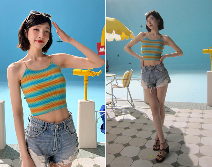 Red Velvet's Joy Shows Off Her Extremely Slim Figure in a Crop Top and Hot Pants, Revealing a Surprising Set of Abs