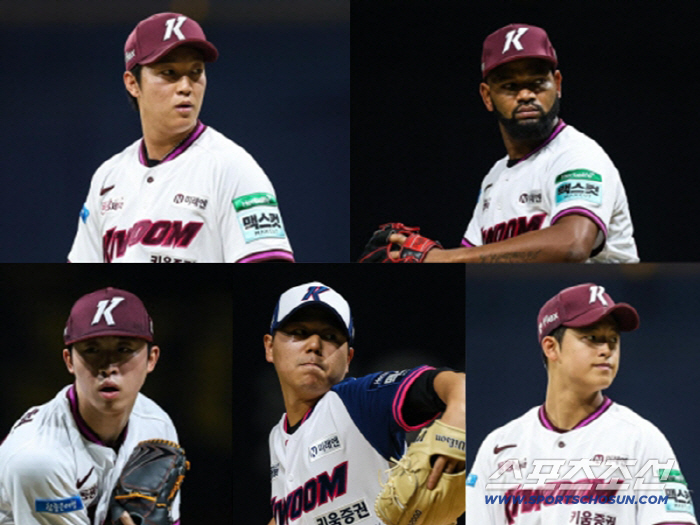 안우진, 라울 알칸타라, 박준현, 하영민, 배동현.(왼쪽 위부터 시계방향) 스포츠조선DB