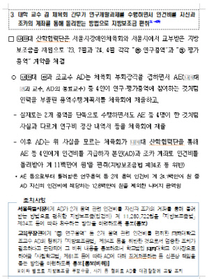 [공식발표]감사원 "서울시장애인체육회 부회장 A조교수, 체육회 지방보조금 연구용역 인건비 1100여만원 편취...대검찰청 고발"
