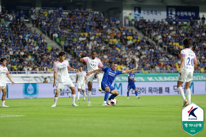 갈길 바쁜 수원, 또 다시 못이겼다! 슈팅 15개 때리고 빈손...파주와 0-0 무승부 '2위 탈환에 만족'[현장 리뷰]
