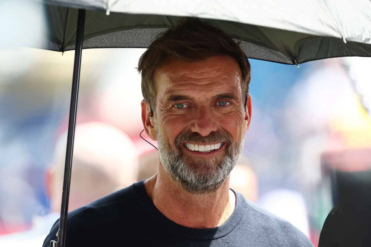 (FILES) German coach Jurgen Klopp attends the 2026 World Cup football tournament quarter-final match between France and Morocco at Boston Stadium in Foxborough on July 9, 2026. The German Football Federation (DFB) announced on July 11, 2026 that it was close to an agreement with Jurgen Klopp for him to become the new Germany coach. However, before the 59-year-old makes his return to the touchline, the DFB said it still needed to secure the approval of his current employer, the Red Bull Group. (Photo by FRANCK FIFE / AFP)