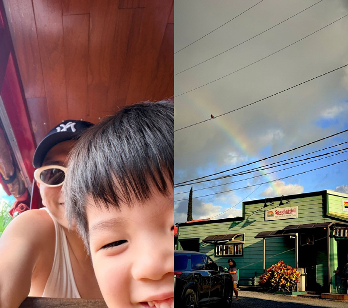 Hong Hyun-hee and Jey-ssun's Family Enjoy a 'Lucky Break' in Hawaii... Turtle and Rainbow Spotted at the Same Time
