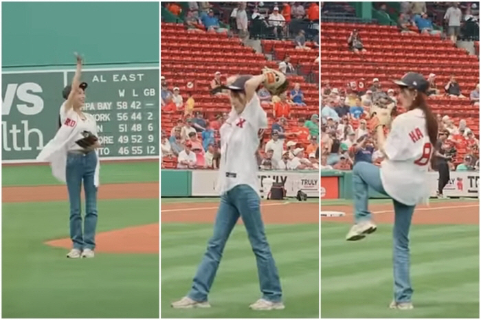 하지원, 韓 배우 최초 MLB 팬웨이 파크 시구 성료..스트라이크 성공 '환호'