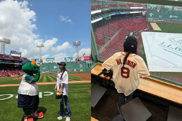 하지원, 韓 배우 최초 MLB 팬웨이 파크 시구 성료..스트라이크 성공 '환호'