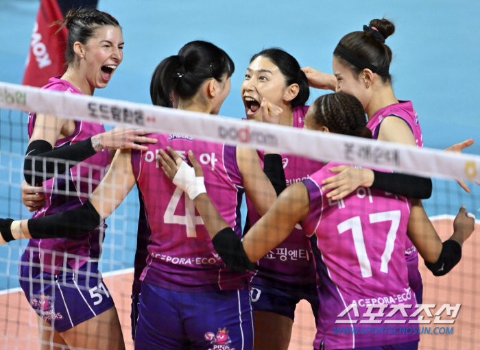 [포토] 김연경-윌로우, 이주아 득점에 커진 눈과 입!
