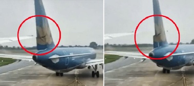 공항 활주로 항공기 2대 충돌…종이 잘리듯이 '쓱'