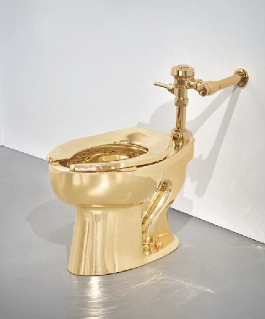 무게 100㎏ 황금 변기 경매 출현…시작 가격 147억원