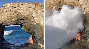 '인생샷' 찍으려다 인생 끝날 뻔…거대한 파도에 휩쓸려 '아찔'